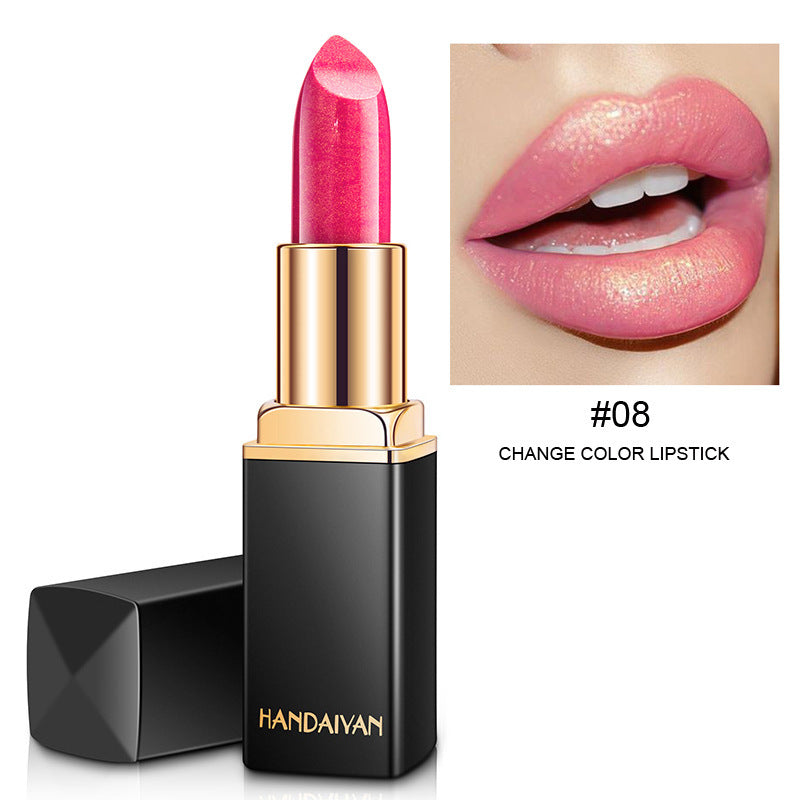 Shiny Metallic Lipstick - Pearlescent Color Temperature Change Lipstick Gilt Lipstick