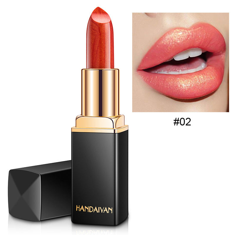 Shiny Metallic Lipstick - Pearlescent Color Temperature Change Lipstick Gilt Lipstick