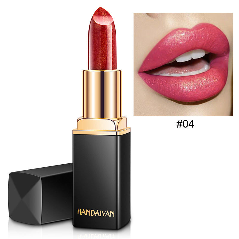 Shiny Metallic Lipstick - Pearlescent Color Temperature Change Lipstick Gilt Lipstick