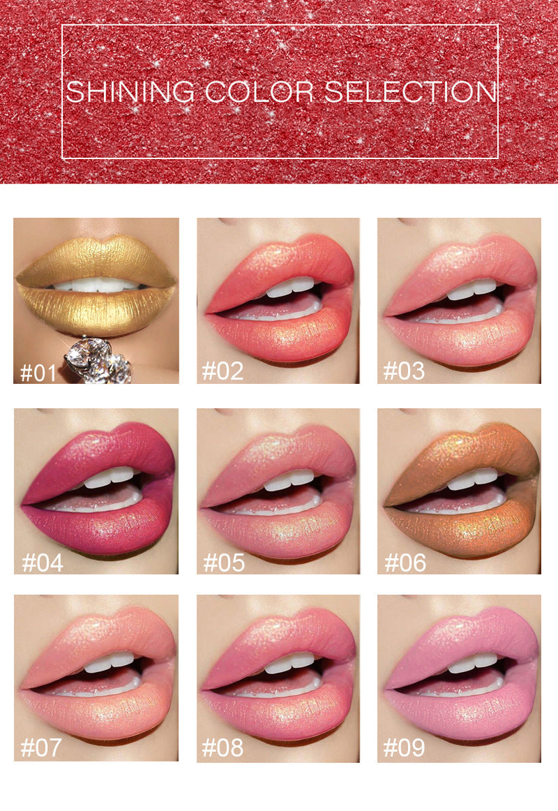 Shiny Metallic Lipstick - Pearlescent Color Temperature Change Lipstick Gilt Lipstick