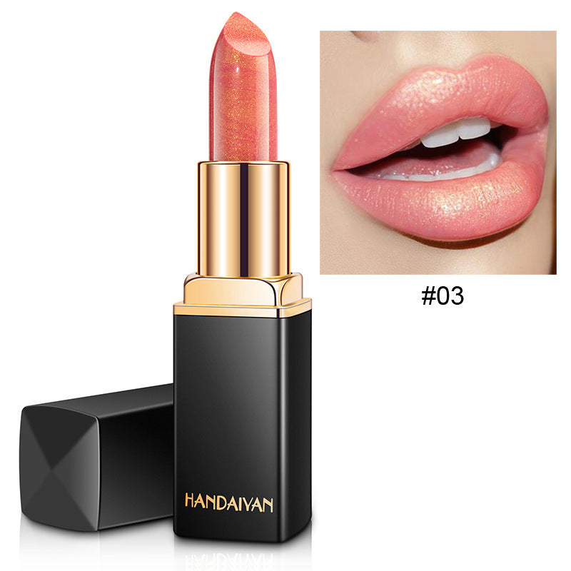 Shiny Metallic Lipstick - Pearlescent Color Temperature Change Lipstick Gilt Lipstick