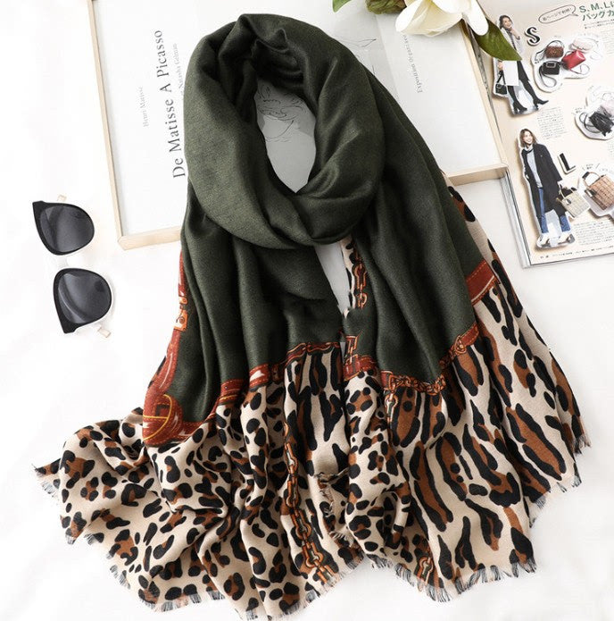Men's And Women's Cotton Scarf Casual Print Long Gauze Scarf