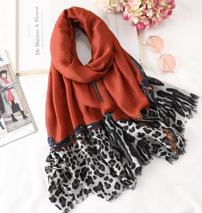 Men's And Women's Cotton Scarf Casual Print Long Gauze Scarf