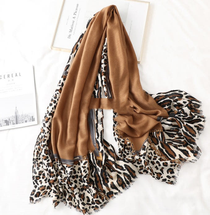 Men's And Women's Cotton Scarf Casual Print Long Gauze Scarf