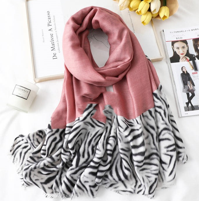 Men's And Women's Cotton Scarf Casual Print Long Gauze Scarf
