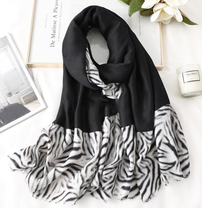 Men's And Women's Cotton Scarf Casual Print Long Gauze Scarf