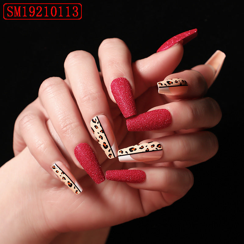 Bold Red Leopard Print Ballet False Nails – Fierce & Fashion-Forward!  Red Color Leopard Print Ballet False Nails - JumoShop
