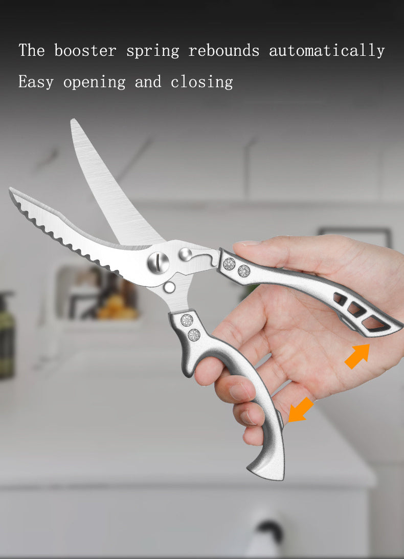 Kitchen Multifunctional Stainless Steel Scissors – Chicken Bone Cleaver, Fish Scale Remover & Meat Cutter! - JumoShop