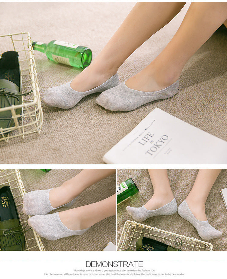 Women's Solid Color Socks - Low Cut Shallow Mouth Leisure Boat Socks