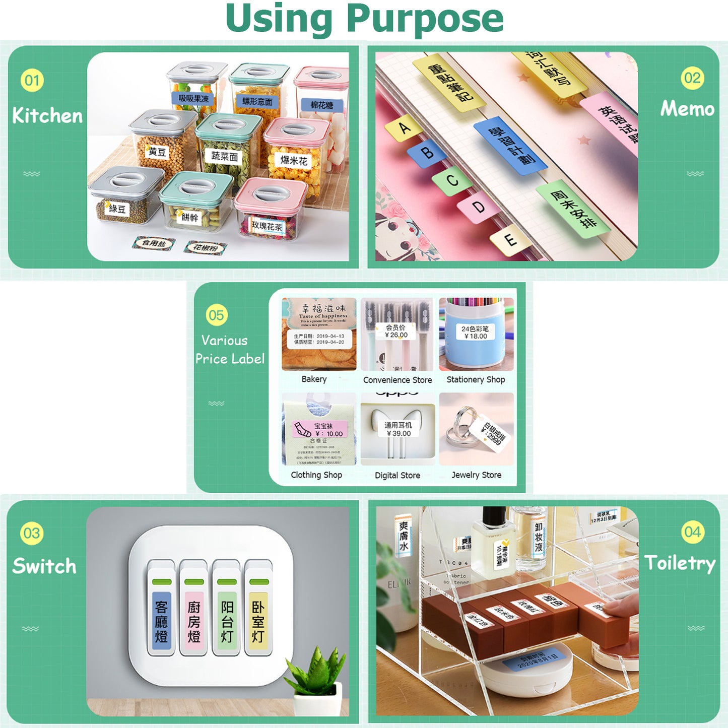 Label Printer - Home Thermosensitive Sticker Printer Portable Bluetooth Small