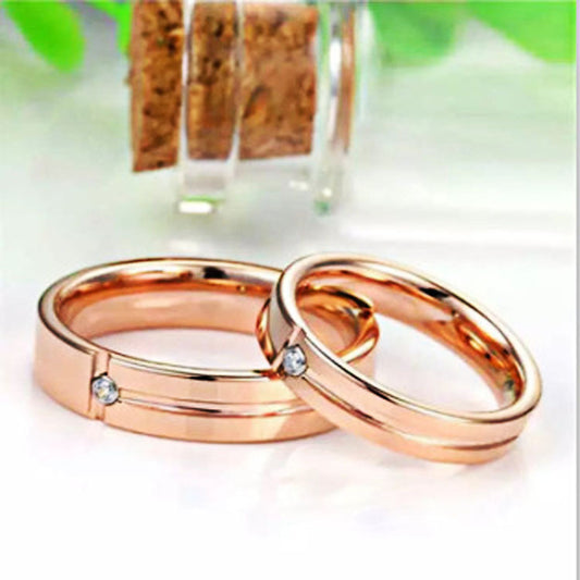 Classy Rose Gold Zircon Tungsten Steel Ring