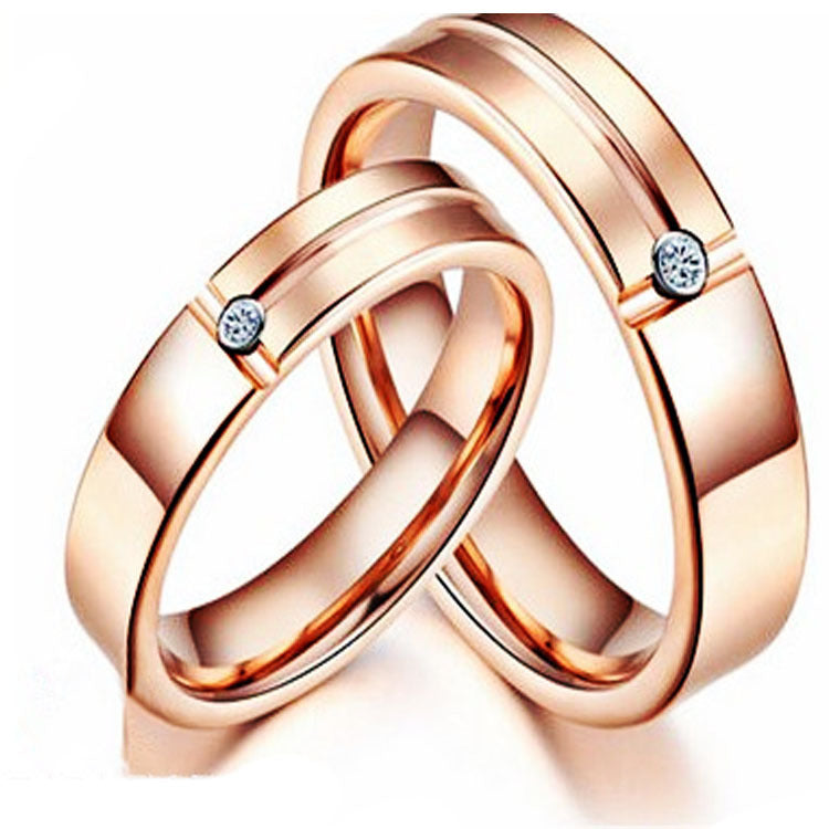 Classy Rose Gold Zircon Tungsten Steel Ring