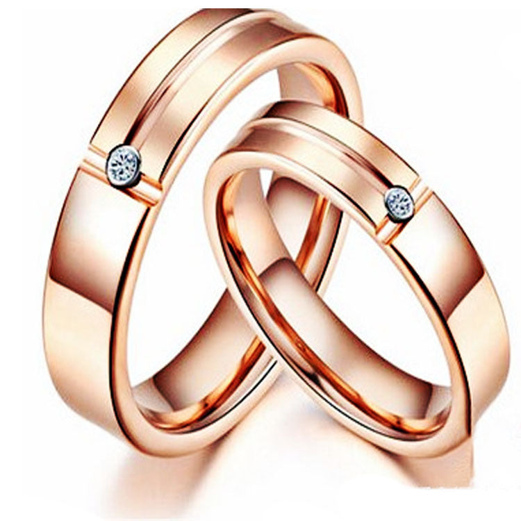 Classy Rose Gold Zircon Tungsten Steel Ring