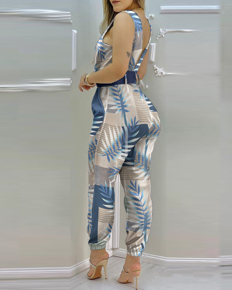 Overlap V-Neck Jumpsuit Without Belt