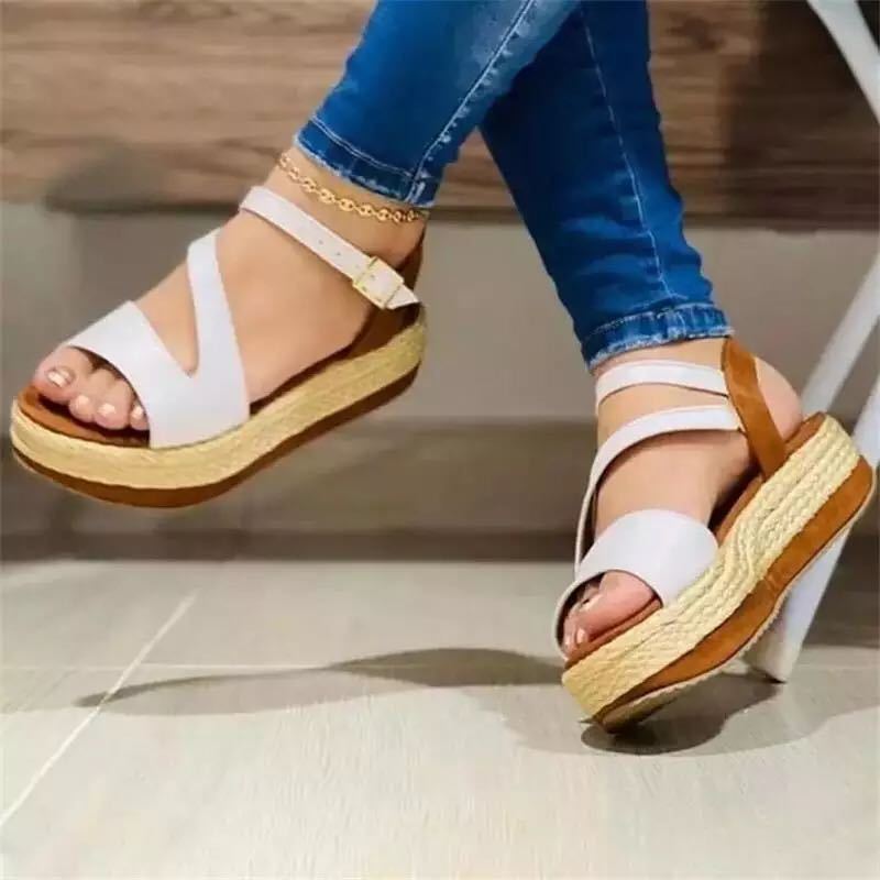 Platform Sandals - Hollow Buckle Women's Shoes