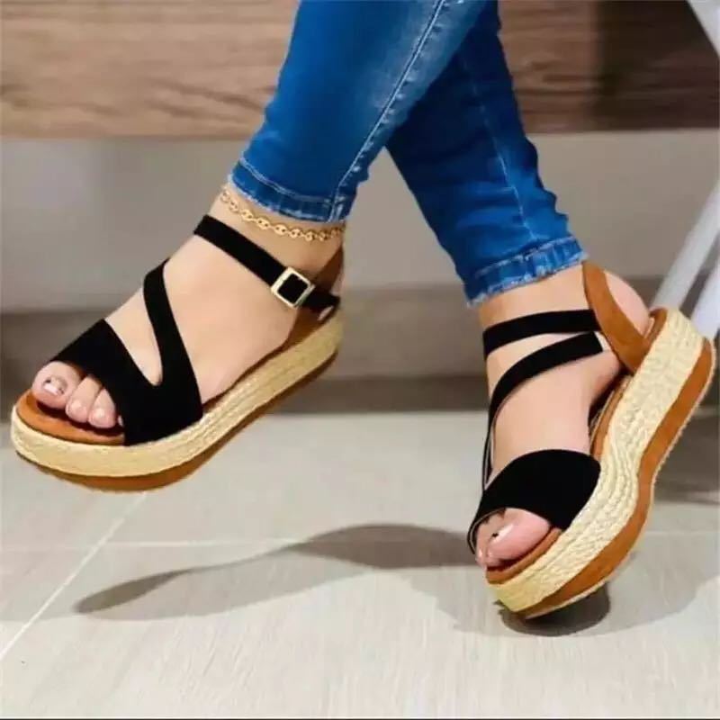 Platform Sandals - Hollow Buckle Women's Shoes