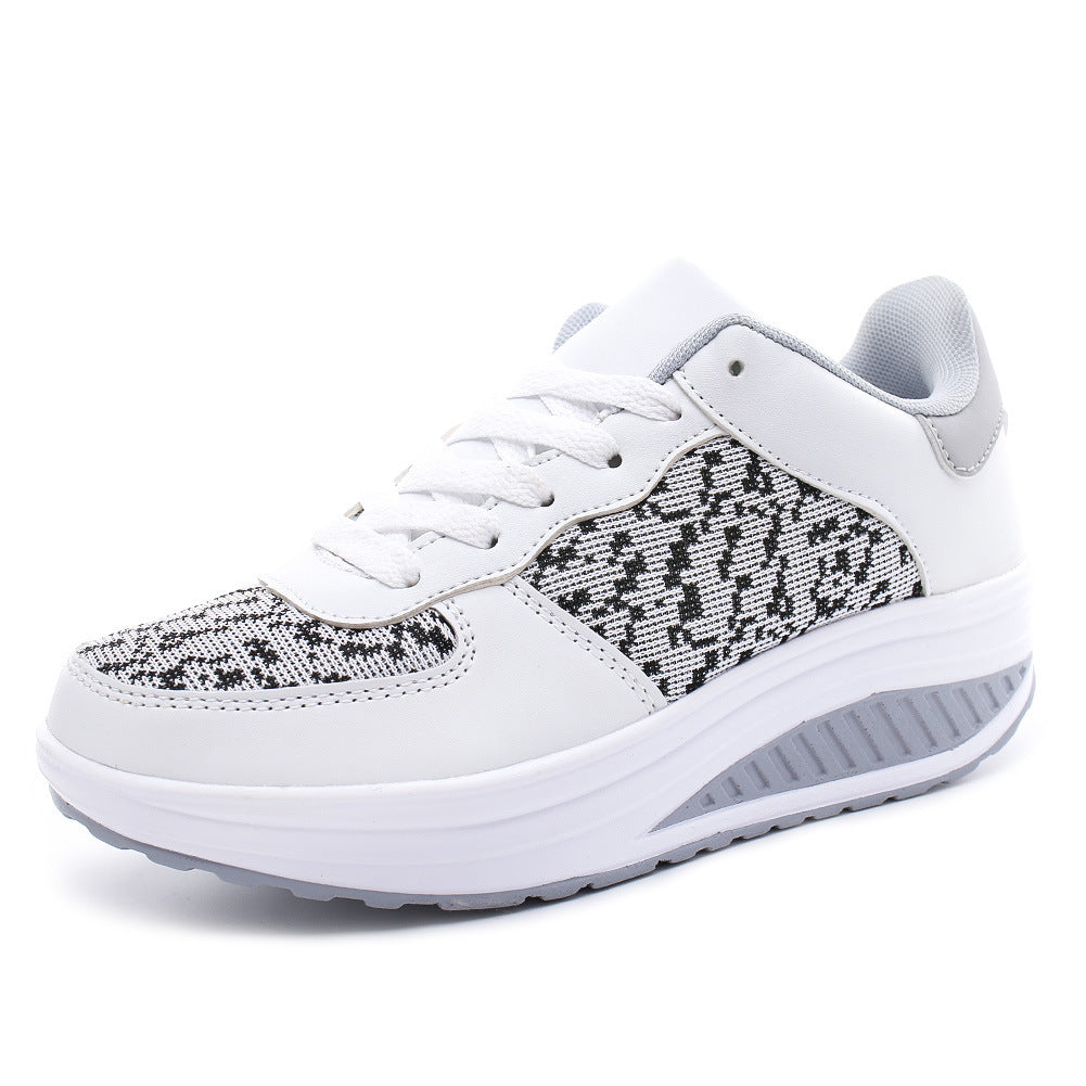 Women's Shoes - Flying Woven Leather Shoes, Sports Platform Shoes, Student Platform Shoes