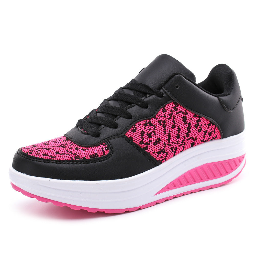 Women's Shoes - Flying Woven Leather Shoes, Sports Platform Shoes, Student Platform Shoes