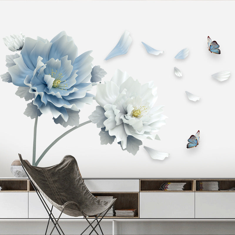 Elegant Floral Bedroom Bedside Wall Sticker – Extra Large Waterproof PVC Mural - JumoShop