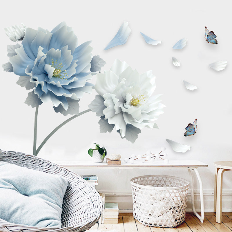 Elegant Floral Bedroom Bedside Wall Sticker – Extra Large Waterproof PVC Mural - JumoShop