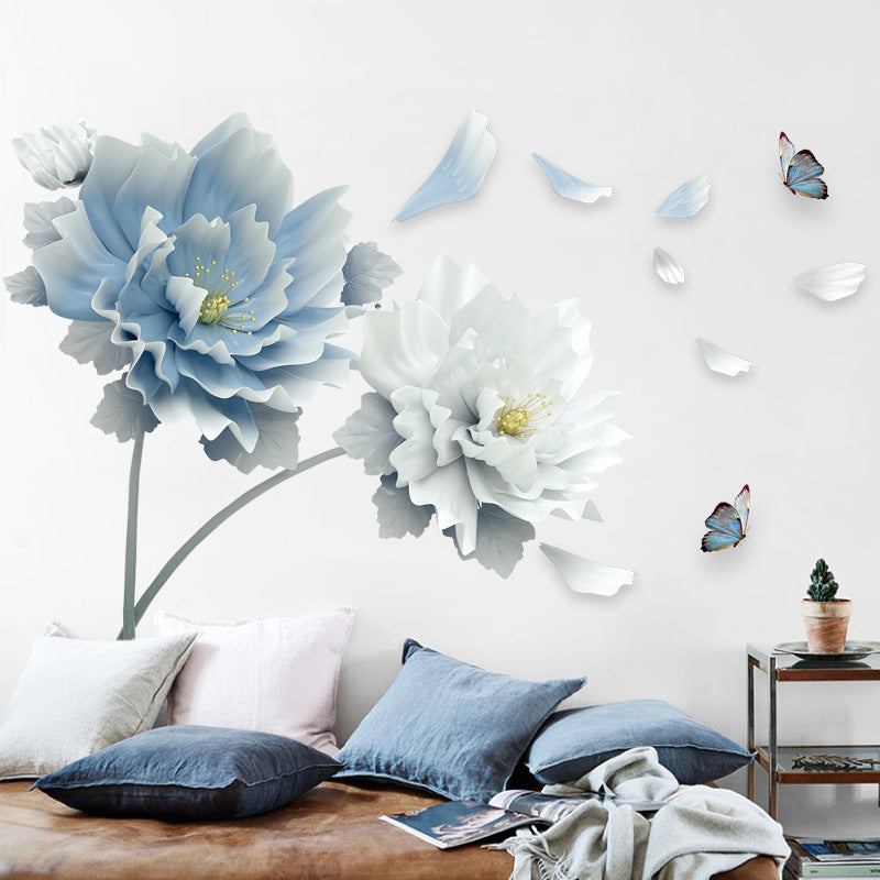Elegant Floral Bedroom Bedside Wall Sticker – Extra Large Waterproof PVC Mural - JumoShop