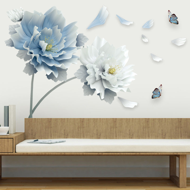 Elegant Floral Bedroom Bedside Wall Sticker – Extra Large Waterproof PVC Mural - JumoShop