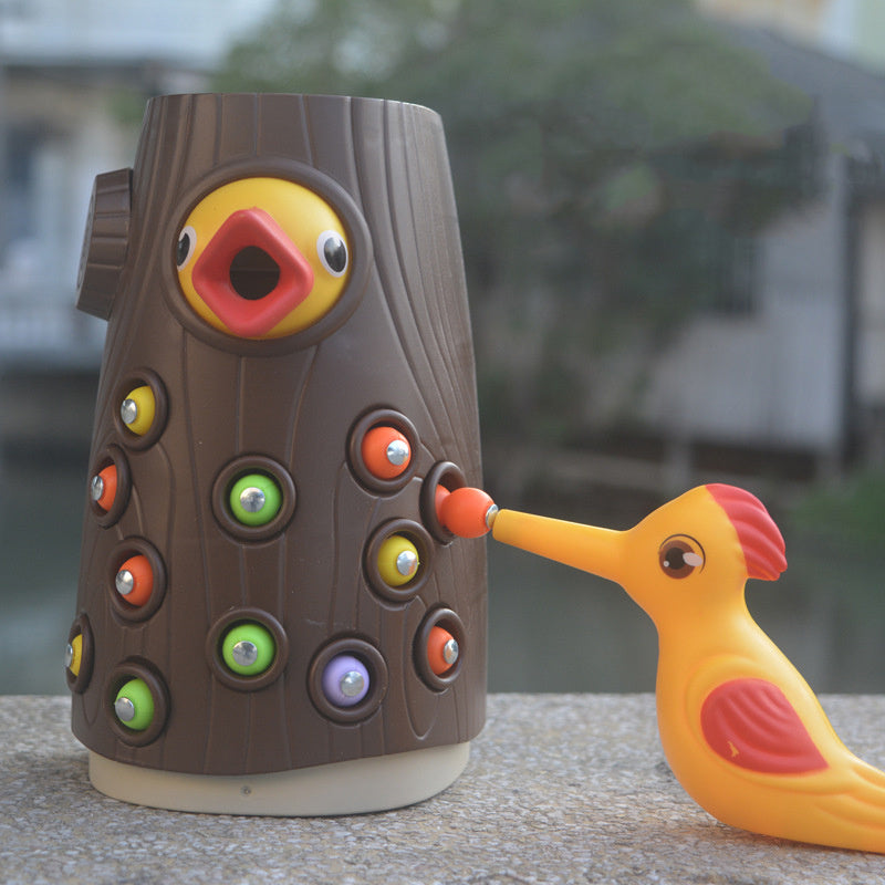 Woodpecker Magnetic Catch The Worm Animal Feeding Toy - Small Birds Children Educate Fishing Toys Kit Kids Gift Set