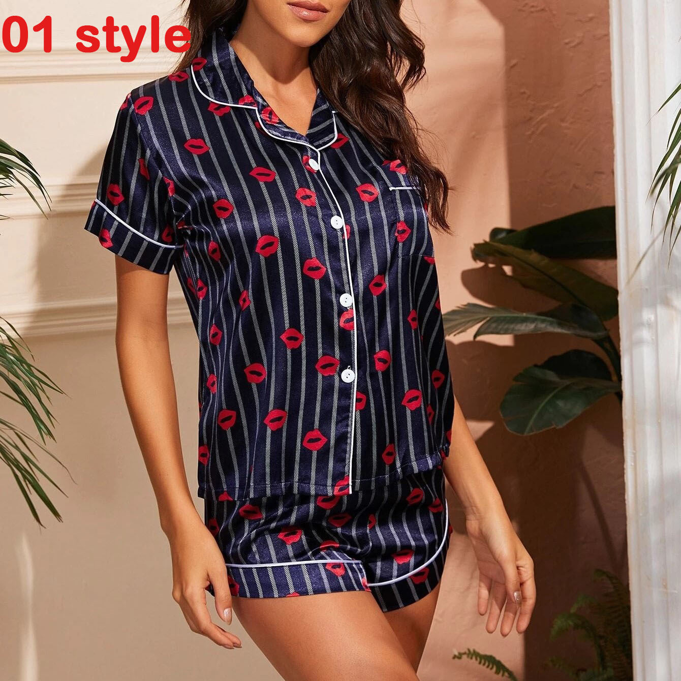 Summer Satin Women Pajamas  - V-Neck Stretch Lingerie Female Sleepwear Casual Shorts Set Loungewear Women