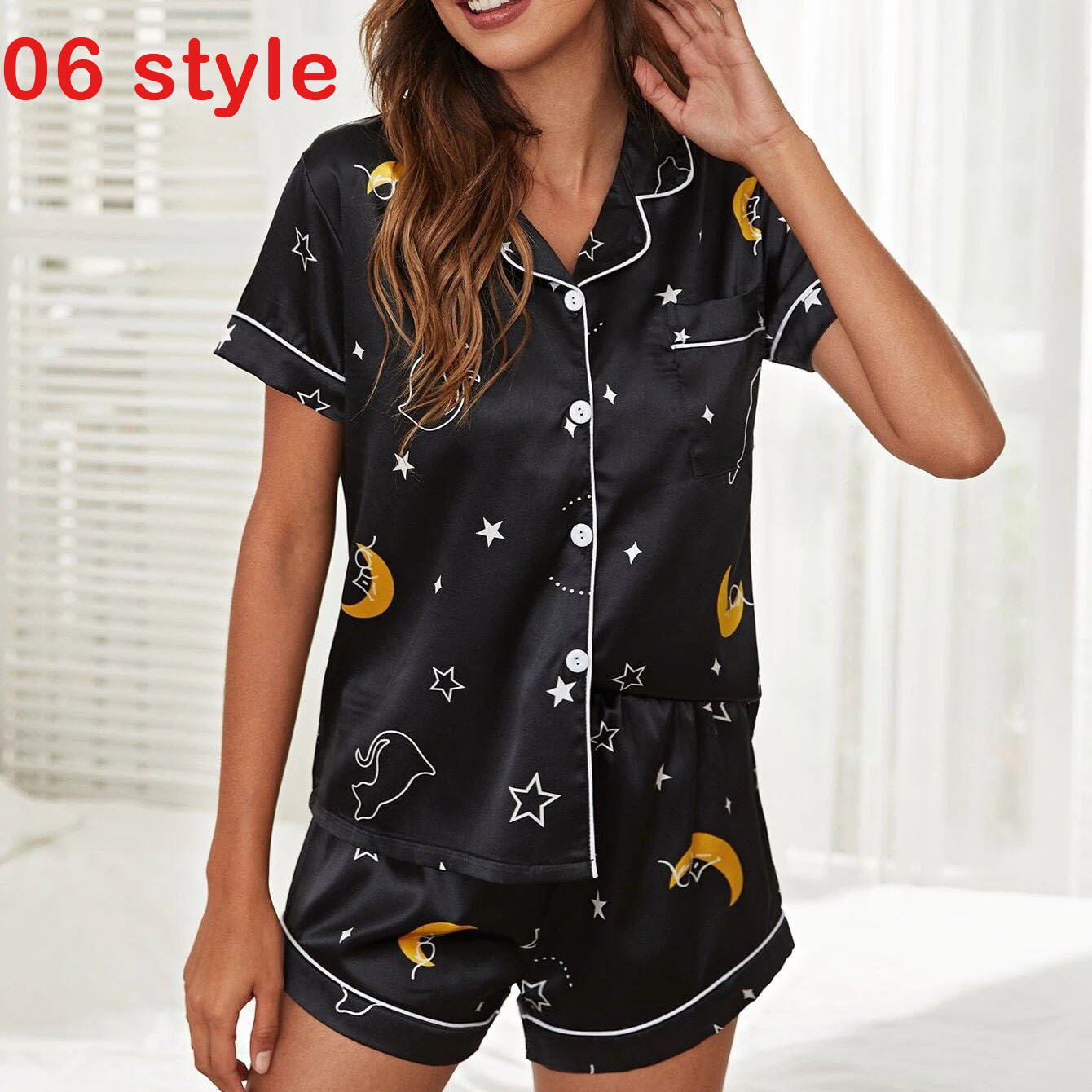 Summer Satin Women Pajamas  - V-Neck Stretch Lingerie Female Sleepwear Casual Shorts Set Loungewear Women