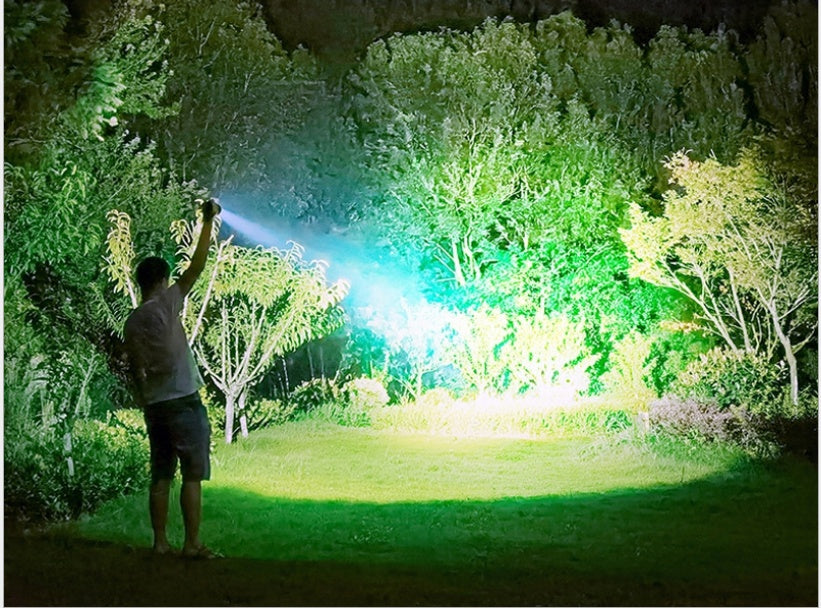Strong Light Flashlight - Rechargeable, Zoom Power Display, Outdoor Super Bright And Portable