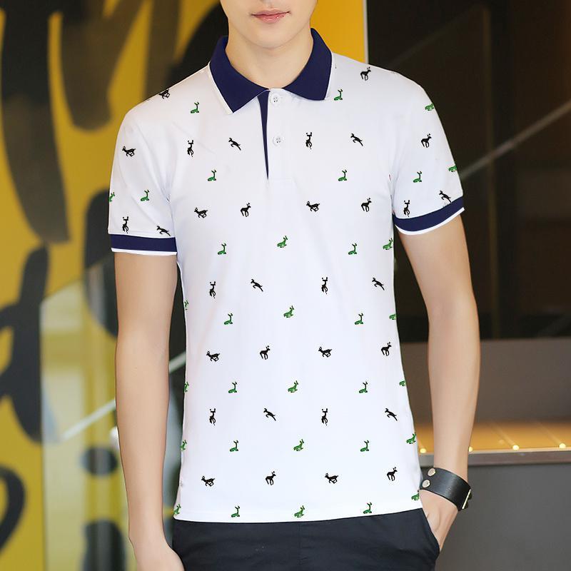 Short Sleeve T-shirt for Men - Polo Shirt Fawn Print