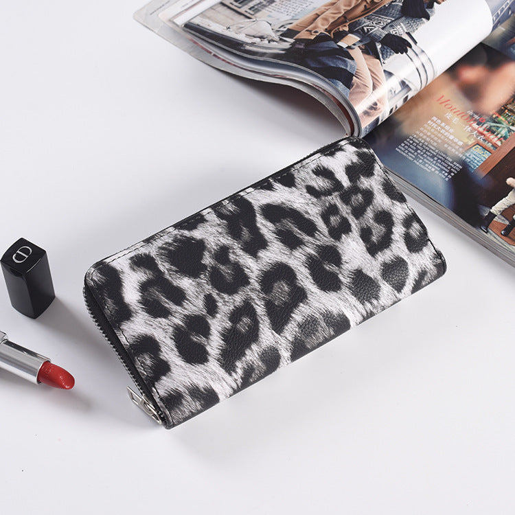 Fashion Long Zipper Women Wallets - Bright Leather, Black and White Wallet Wallet Prismatic Bag Flower Corner Clutch Bag Purse
