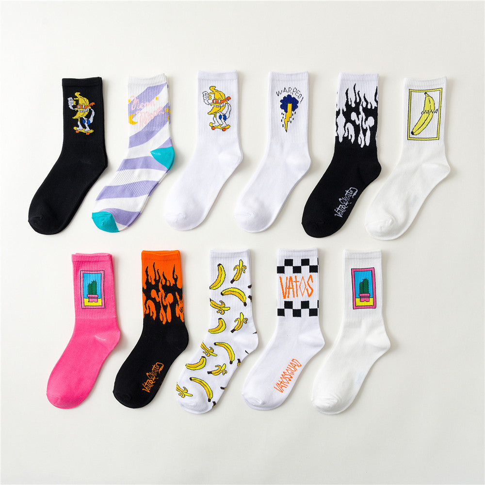 Hip Hop Skateboard Socks - Tube Socks Couple Socks