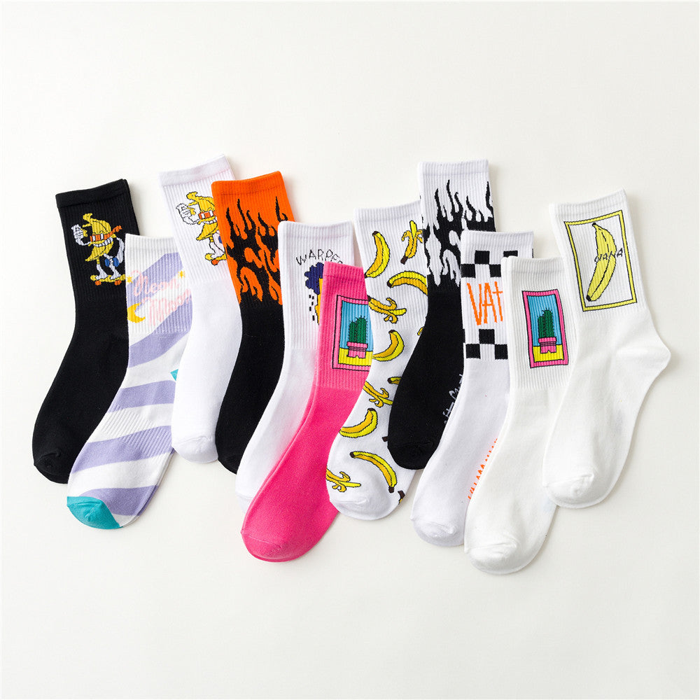 Hip Hop Skateboard Socks - Tube Socks Couple Socks