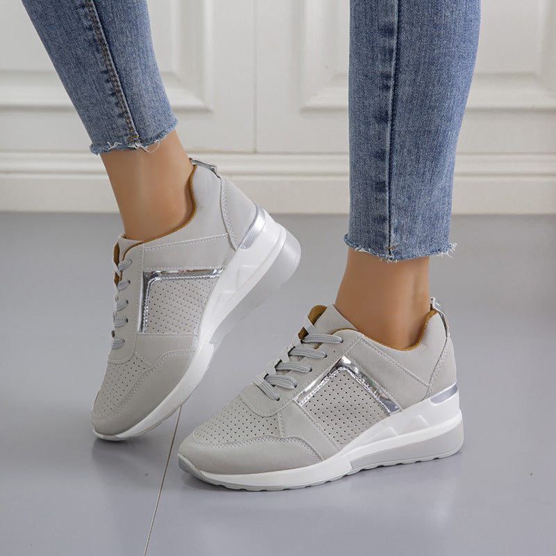Sneakers Platform Wedge Heel - Casual Shoes Lace-up Mesh Sneakers