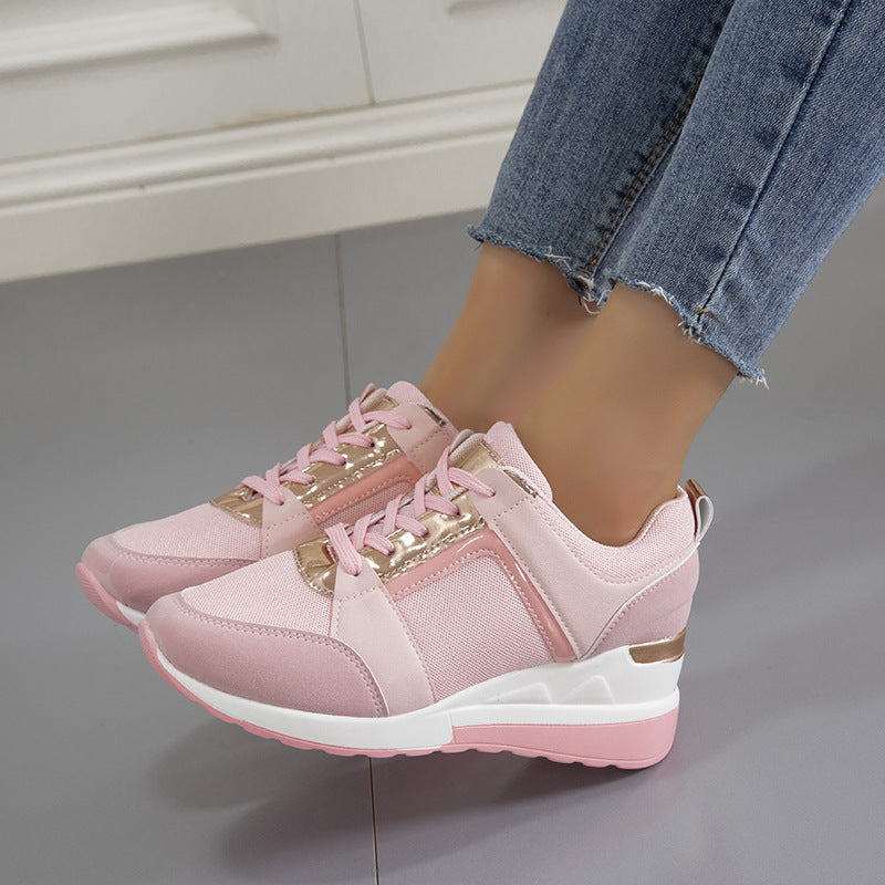 Sneakers Platform Wedge Heel - Casual Shoes Lace-up Mesh Sneakers