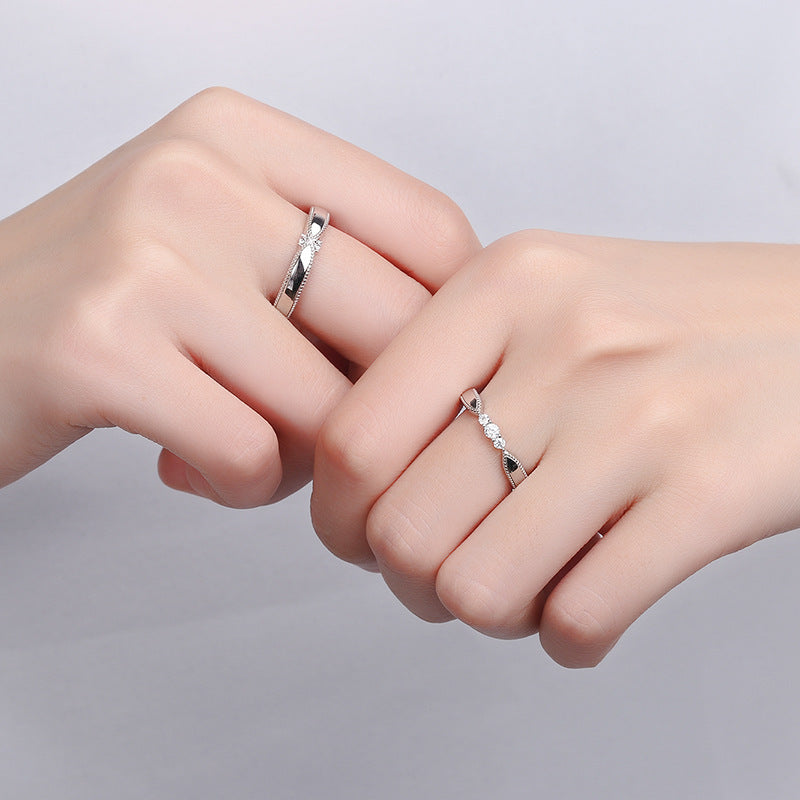 Korean Silver Wedding and Engagement - Silver men and women Ring