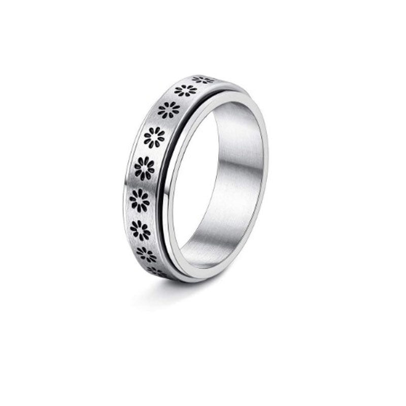 Stainless Steel Rotatable Spinner Ring - Moon Stars Relieve Anxiety Rings