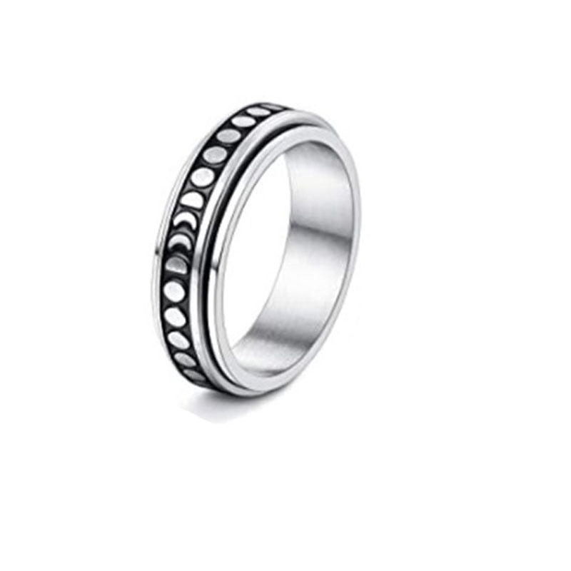 Stainless Steel Rotatable Spinner Ring - Moon Stars Relieve Anxiety Rings