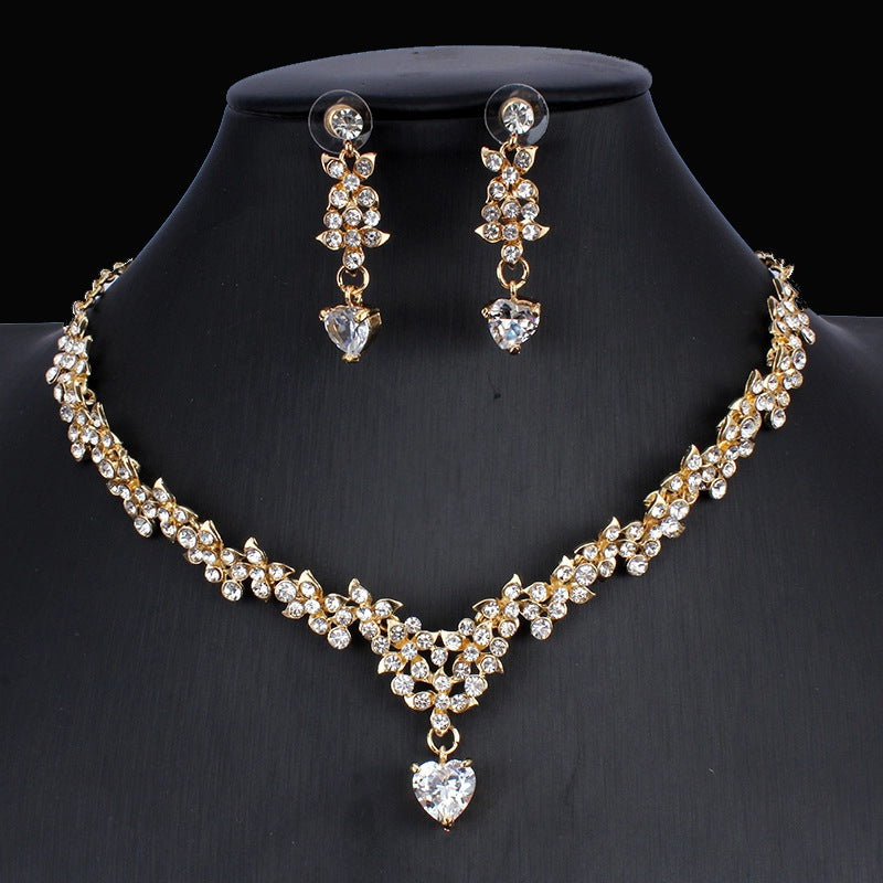 Elegant Golden Zircon Bridal Jewelry Set – A Touch of Luxury for Your Special Day! Golden Zircon Jewelry Set Bridal Necklace Earrings Wedding Two-piece Set - JumoShop