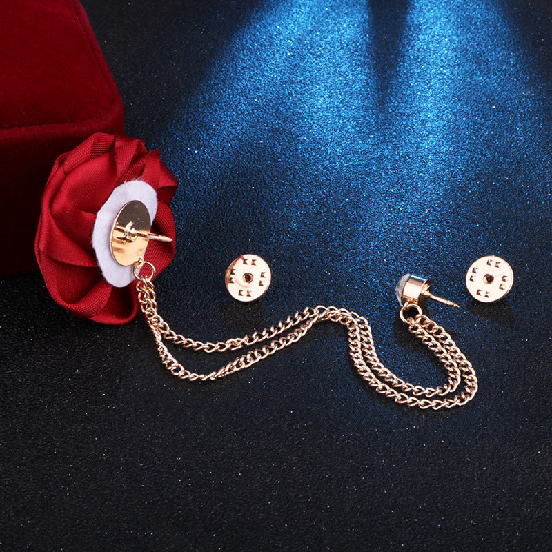 🌹Handmade Rose Brooch with Tassel – Elegant Unisex Suit Pin