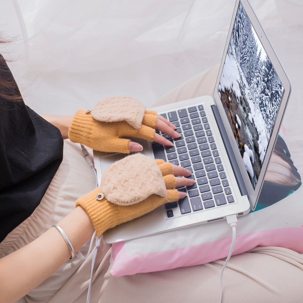 Breathable 5V USB Heated Gloves - Winter Heated Gloves Knitted Heating Gloves Knitting Battery Powered Sports Outdoor Hunting