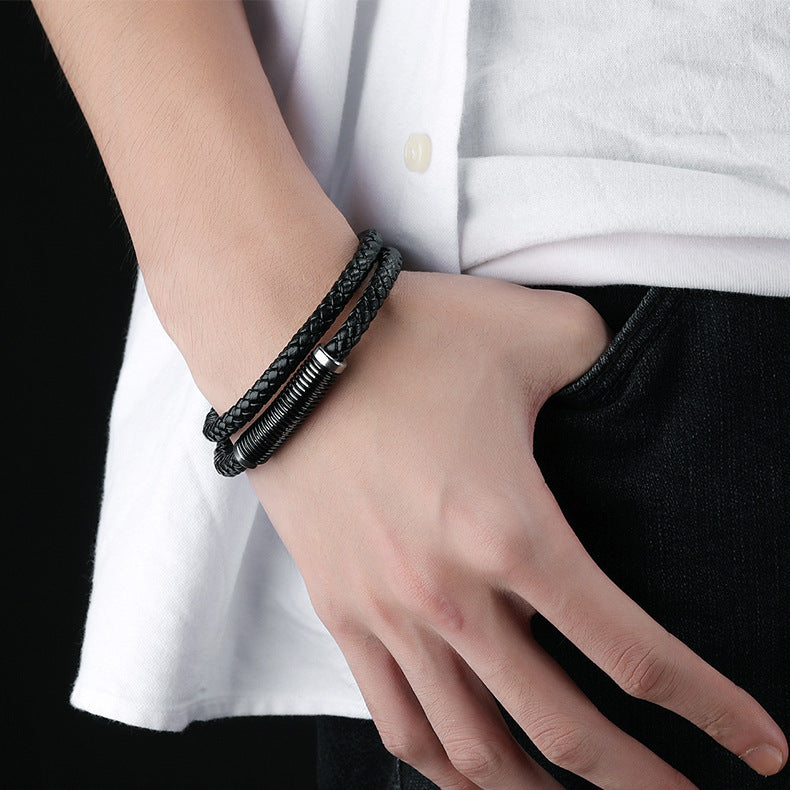 Vintage Cowhide Double Bracelet