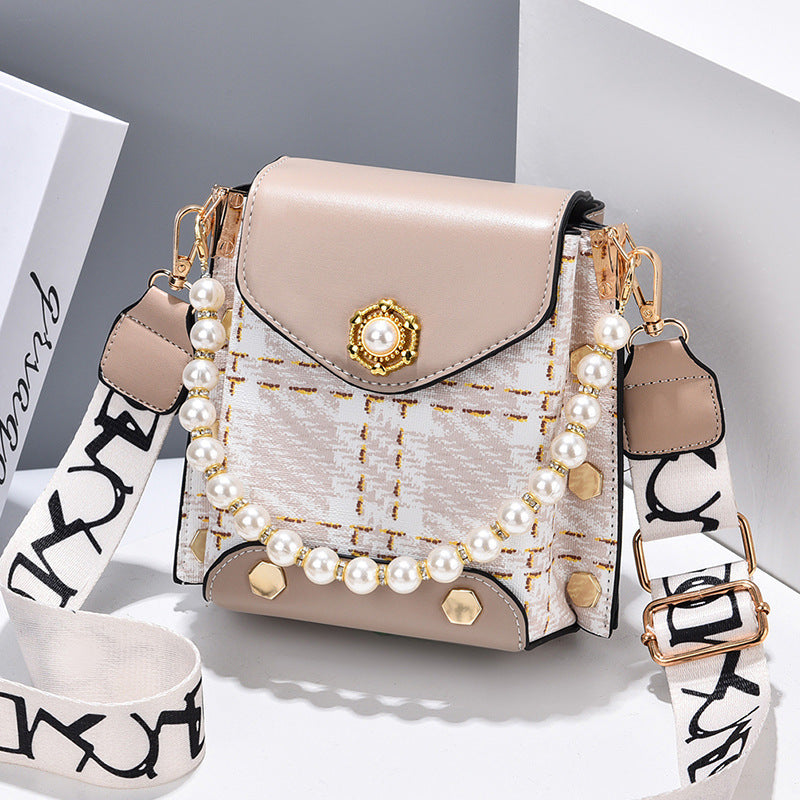 Women's Crossbody Bag --- Girl's Cute Princess Wallet Classic Shoulder Bag Summer Pearl Chain Phone Bag
