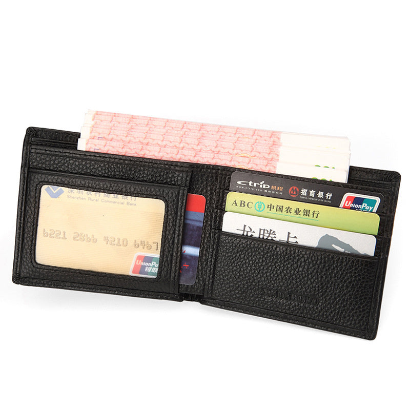 Men's Leather Wallets - Ultra-thin First Layer Cowhide Short Wallet