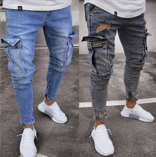 Cargo Hole Denim Jeans for Men