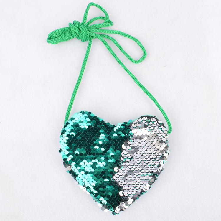 Sequined Layered Mini Bag - Heart Shaped Children's Coin Purse