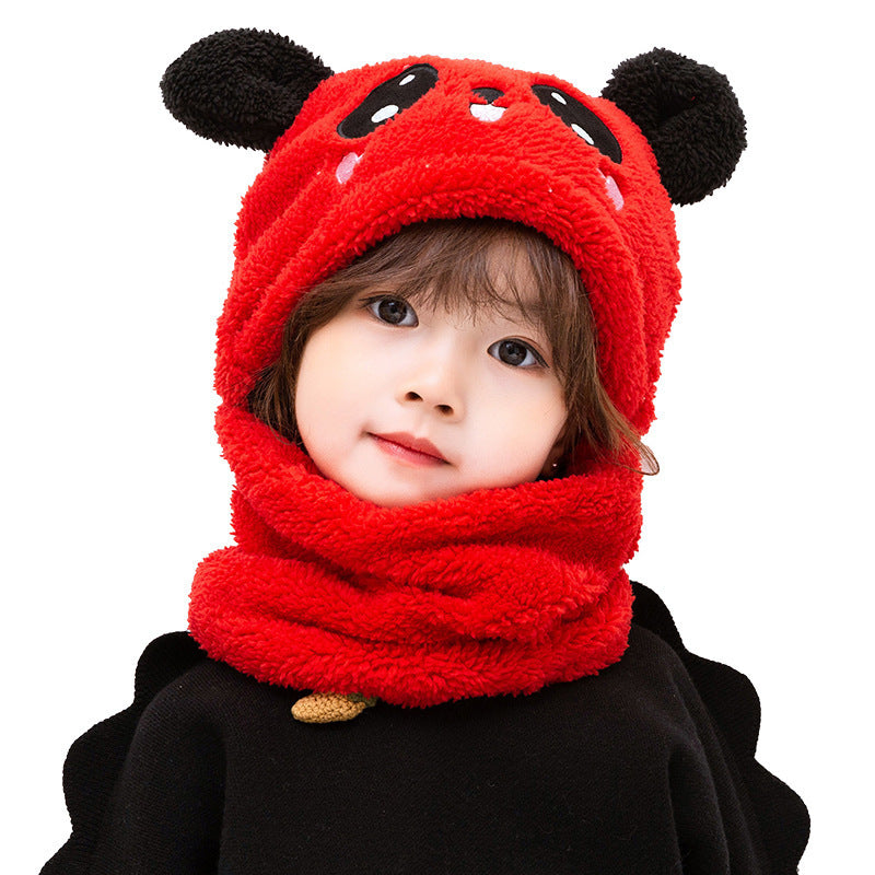Winter One-Piece Head/Ear Panda Hat - Bib Protection  Hat