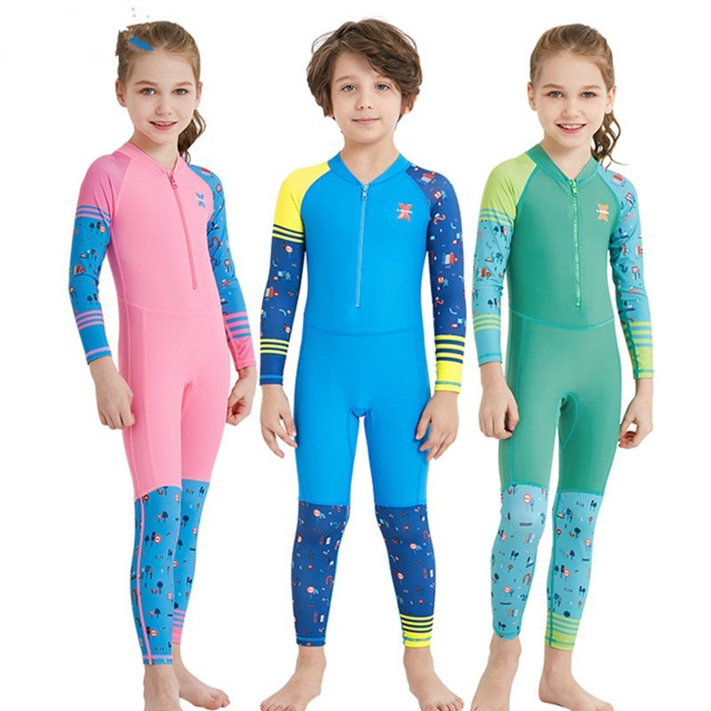 Children's Quick-drying Diving Suit --  girls, boys conjoined long-sleeved snorkeling suit