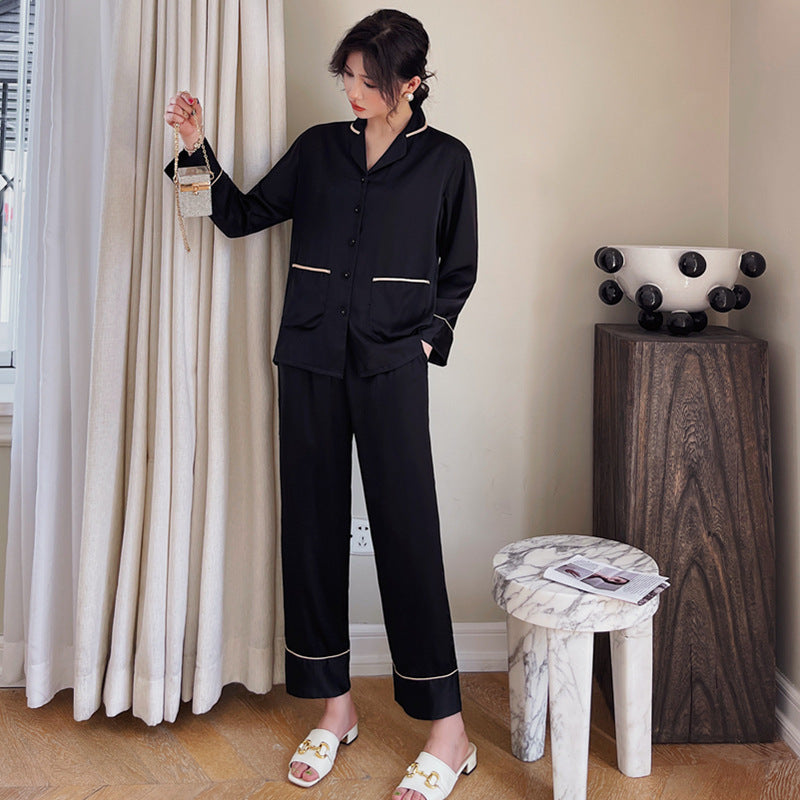 Couple Pajamas - Lapel Cardigan Long Sleeves